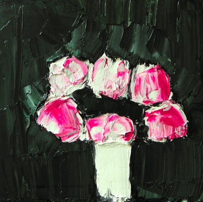 Alison McWhirter
Peonies against Viridian Green Deep 
Oil on canvas  40 x 40 cms 
£1990