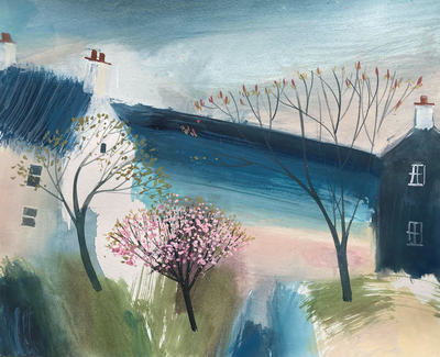 Blossom and Indigo Sea 
gouache on paper 30 x 36 cm 	
£550