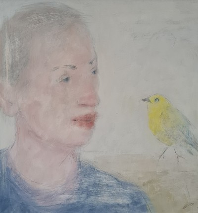 Boy with Yellow Bird
oil on board 33 x 34 cms
£595