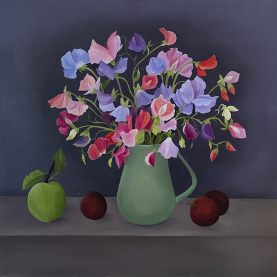 Sweet Peas and Plums
oil on panel  40 x 40 cm
£850