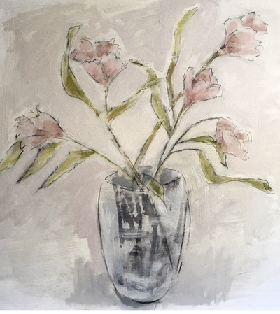 Joyce Gunn Cairns
Pink Flowers
Oil on board  50 x 48 cms
£550