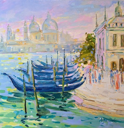 Angus Clark
Venice, Looking to Church of Santa Maria Della Salute
oil on canvas  40 x 40 cm
£495