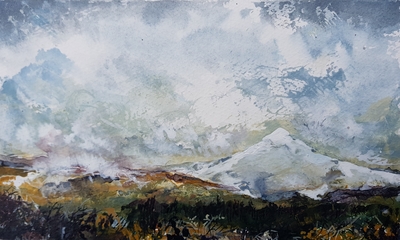 Naomi Rae
Autumn Snowfall, Goat Fell, Isle of Arran
Indian ink on paper  41 x 51 cms
£525