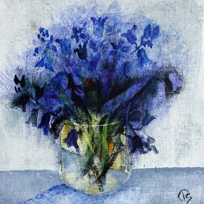 Bluebells in a Glass
acrylic on canvas panel  15 x 15 cms
£325