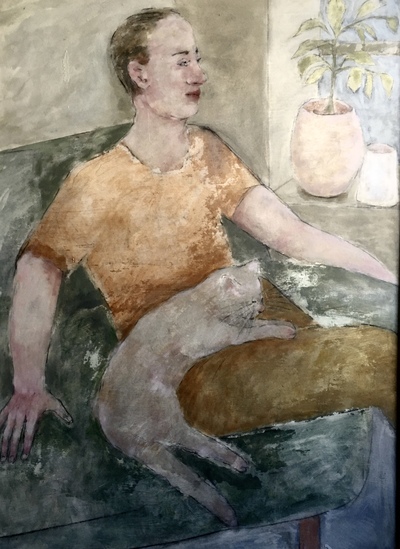 Joyce Gunn Cairns
A Man with a Cat
Oil on board  108 x 80 cms
£1350