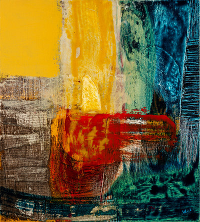 Christopher Wood RSW RGI
Regardless of the Rain
acrylic and collage on panel 38 x 34cm
£2200