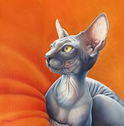Susan Hutchison
Sphynx - Cadmium Orange 
Oil on canvas 20 x 20 cms 
£750