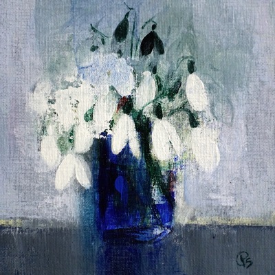 Snowdrops in a Blue Vase
acrylic on canvas panel  15 x 15 cms
£325