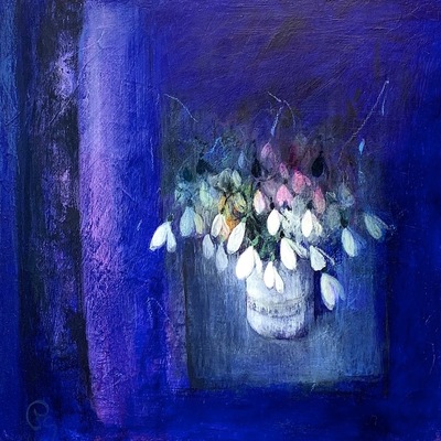 Patricia Sadler
Snowdrops on Blue
Acrylic on canvas 40 x 40 cms
£1100