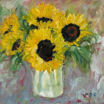 Frank Gallacher
Summer Sunflowers
oil on canvas 30 x 30 cm
£600