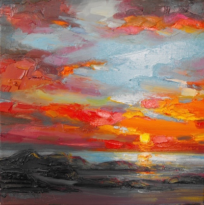 Judith I Bridgland
Sunset over the Sea, Summer Isles 
Oil  30 x 30 cms
£1600