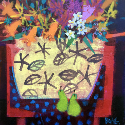 Francis Boag
Flower Urn and Two Pears
Acrylic on canvas  30 x 30 cms
£1400