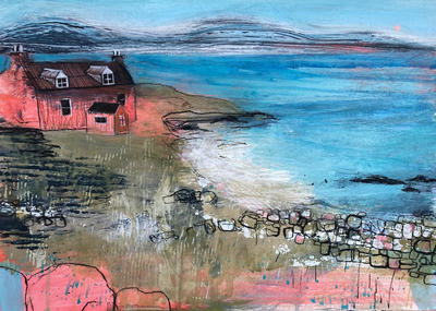 Hebridean House and the Last of the Sun
mixed media on paper 30 x 42 cm 	
£595
