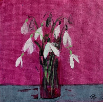 Snowdrops on Pink and Grey
acrylic on canvas panel  15 x 15 cms
£325
SOLD
