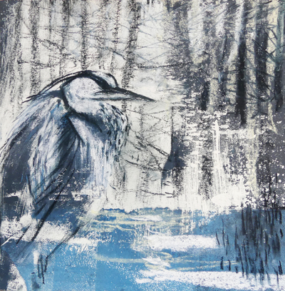 Liz Myhill
Winter Heron II  
Oil and pastel on paper  24 x 24 cms
£450
SOLD