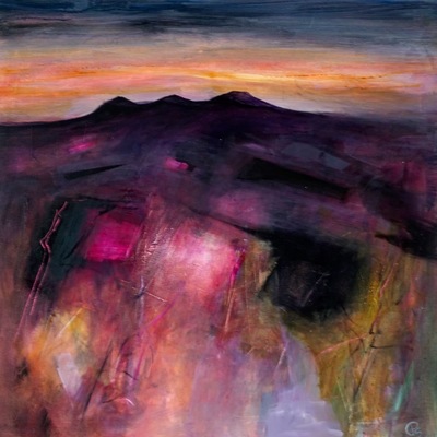 Eildons at Sunset
acrylic on canvas  80 x 80 cms
£2500