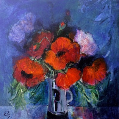 Poppies on Blue
acrylic on canvas  50 x 50 cms
£1400
SOLD