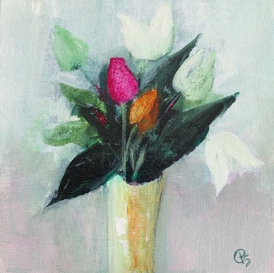 Mixed Tulips from the Garden
acrylic on canvas panel  15 x 15 cms
£325