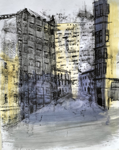 Finnieston, Then Not Now II 
monoprint and ink 80 x 60 cm
SOLD