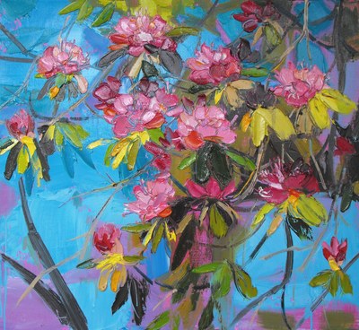 Judith I Bridgland
Blue Summer Sky with Pink Rhdodendrons
oil on linen
60 x 66 cms
£3200
