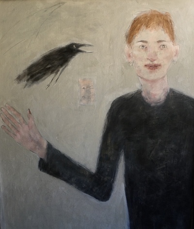 Joyce Gunn Cairns
Good Morning Mister Crow
Oil on board  86 x 68 cms
£950