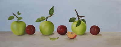 Apples and Plums
oil on panel  20 x 50 cm
£750