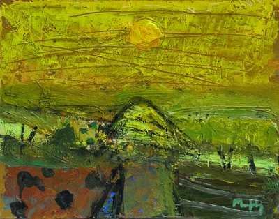 Sandy Murphy RGI PAI
Yellow Sky
oil on board 17 x 23 cms
£400 (unframed)