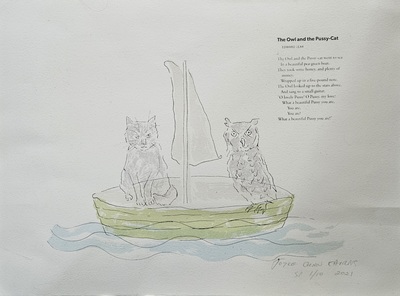The Owl and the Pussycat
Joyce Gunn Cairns
screen print (1/10) 28 x 38 cm
£170