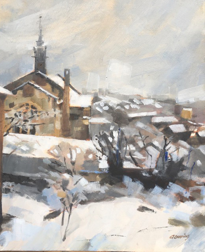Winter Snow, West End
oil on board  25 x 20 cm  
£495
SOLD