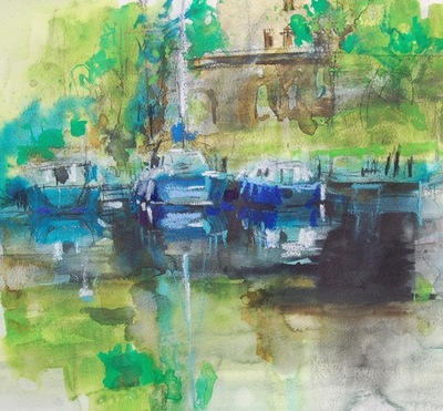 Nicole Stevenson
Summer Reflections, Bowling Harbour
Watercolour  36 x 42 cms
£675