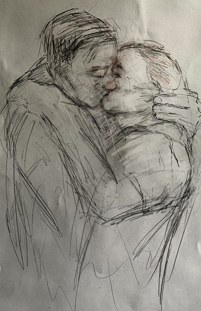 The Kiss 
pencil 50 x 58 cm
£325