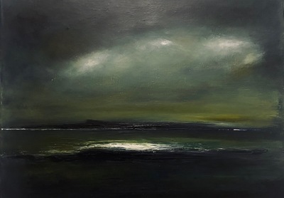 Moonlight & Eigg
oil on canvas  30 x 40 cm 
£650