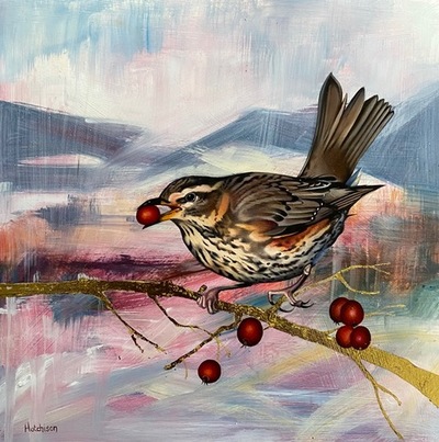Susan Hutchison
The Darling Thrush
Oil on gesso board  20 x 20 cms 
£520