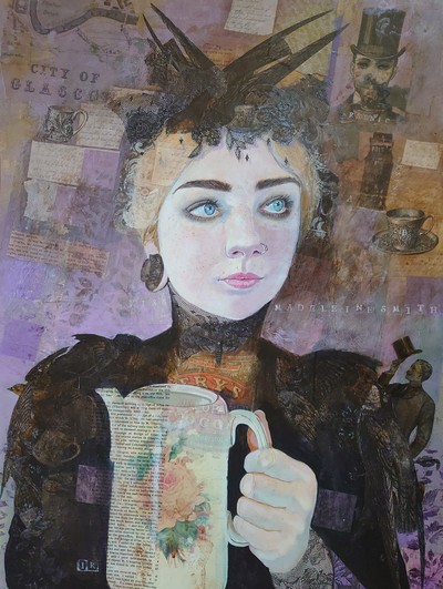 Ian Ritchie RSW
Madeleine Smith: The Hot Chocolate Poisoner
mixed media on paper  116 x 90 cm 
SOLD