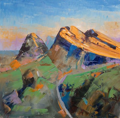 The Quiraing Evening Light
oil on canvas  50 x 50 cm
£1350