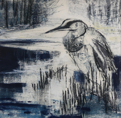 Liz Myhill
Winter Heron I
Oil and pastel on paper  24 x 24 cms
£450
