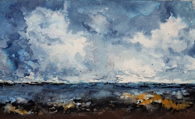 Naomi Rae
Rising Tide, Falling Sky, Imachar, Isle of Arran
Indian ink on paper  41 x 51 cms
£525