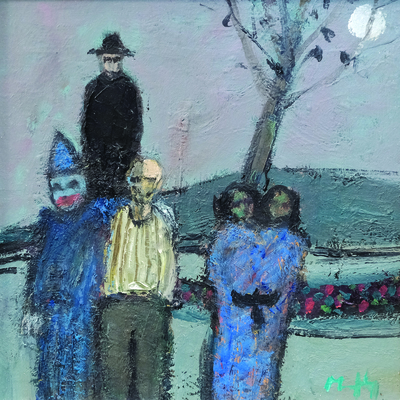 The Blue Clown's Picnic
Oil on board  19 x 19 cms
SOLD