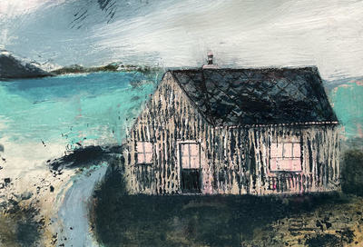 Hebridean Tin House at Hushinish
mixed media on paper 21 x 30 cm
£295 (unframed)