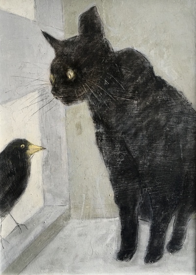 Joyce Gunn Cairns
Cat with Blackbird
Oil on board  42 x 35 cms
£650
SOLD