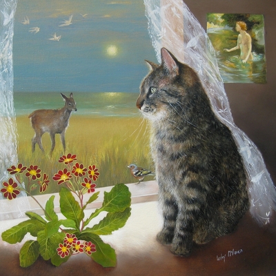 A Mild Shock at the Kitchen Window
oil on panel 30 x 30 cm
£695