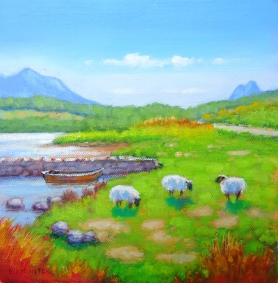 Ed Hunter
Canisp and Suilven from Altnacealgach
oil on canvas 20 x 20 cm 
£430
