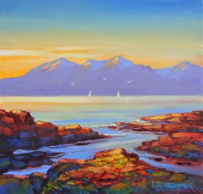 Ed Hunter
Evening light over Arran
oil on canvas  20 x 20 cms
£450