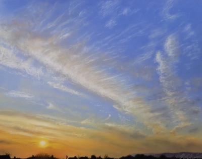 Jonathan Stockley 
Coatbridge Sunset II
Pastel 25 x 30 cms
£395