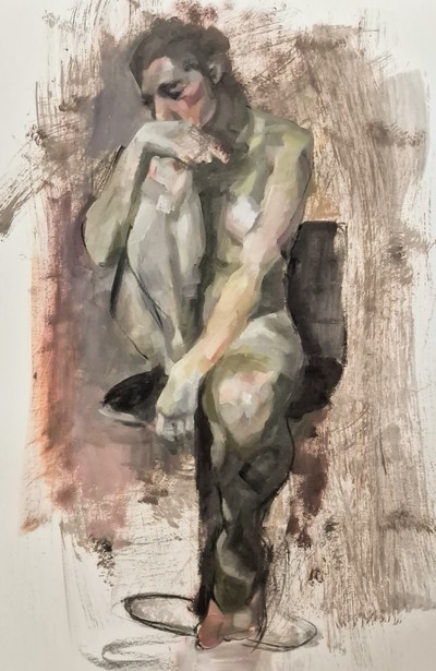 Abi - Seated Study II 
oil on paper 53 x 35 cm 
£580