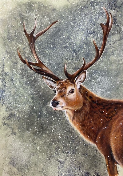 Susan Hutchison
The Dark Stag
Oil on prepared paper 21 x 18 cms 
£495
SOLD